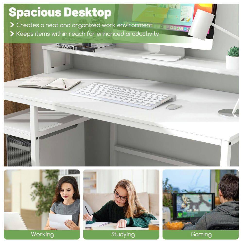 Spacious Desktop  
- Creates a neat and organized work environment  
- Keeps items within reach for enhanced productivity  

Working  
Studying  
Gaming