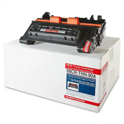 MICR-THN-90A MICR Toner Cartridge for Laser Check Printing Applications
Produced from a New Original HP CE390A
microMICR Corporation