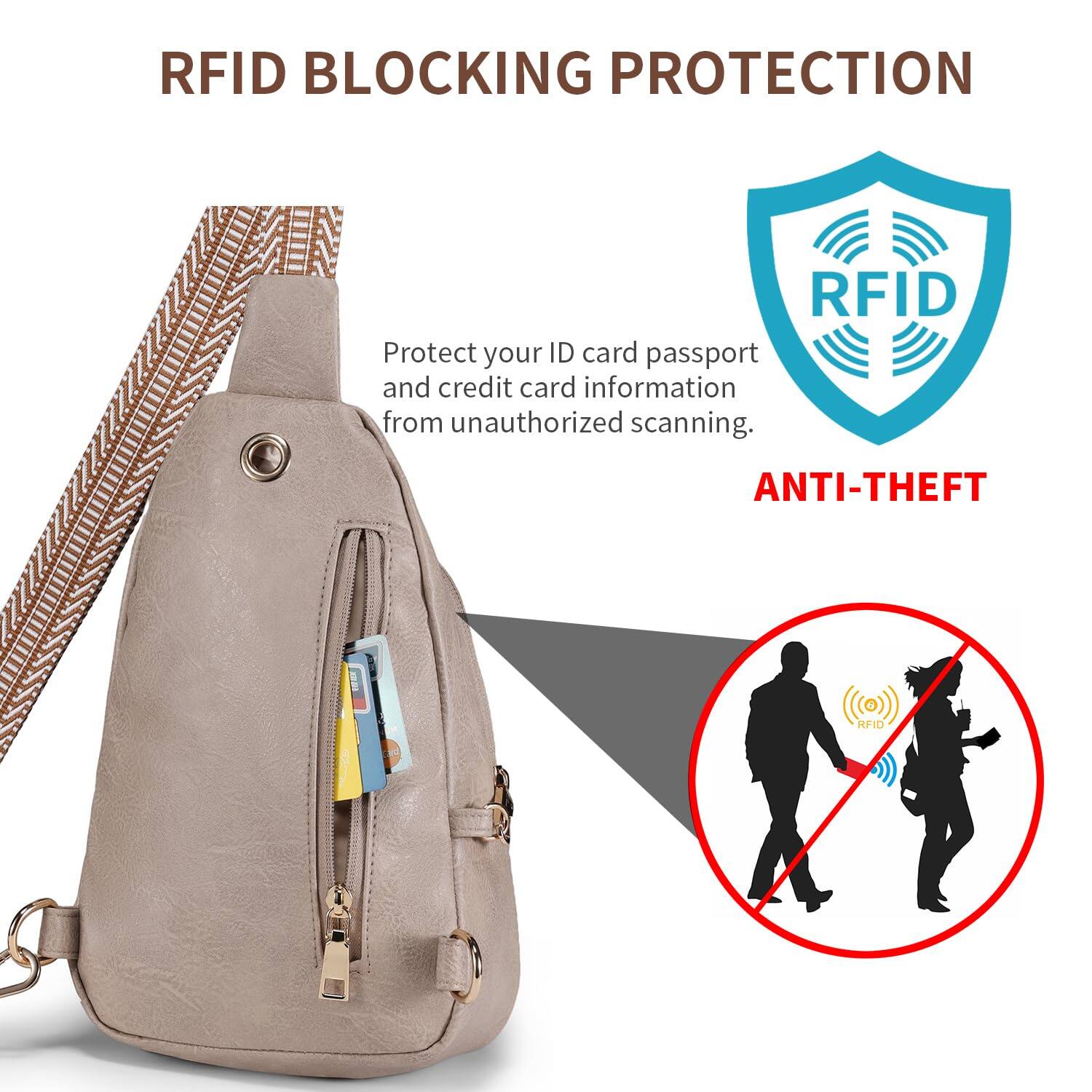 Women's Anti-Theft Crossbody Sling Bag – RFID Blocking, Vegan Leather, Zipper Lock, Small Chest Bag For Travel