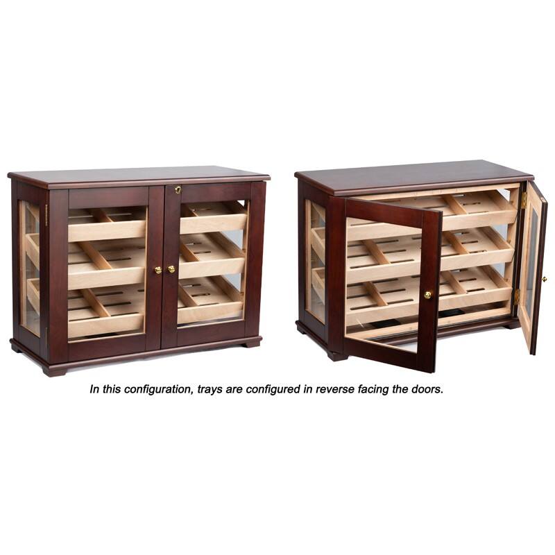 In this configuration, trays are configured in reverse facing the doors.