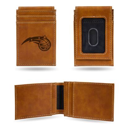Front. Rico Industries - Orlando Magic NBA Laser Engraved Brown Front Pocket Wallet/Money Clip - Multi.