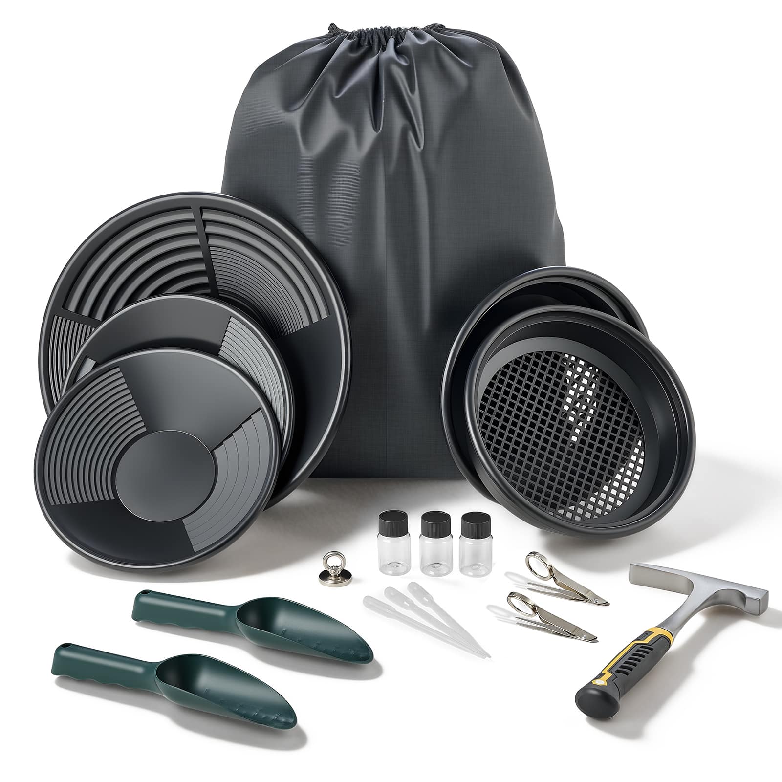 VEVOR - Gold Panning Kit, 10 in and 14 in Pans, 19 PCS Portable Prospecting Equipment Kit with Classifier Sieves, Sand Magnet - Black price history on PriceWatchPro