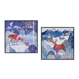 BreeBe - Framed Forest Friends Print (Set of 2) - Blue, White