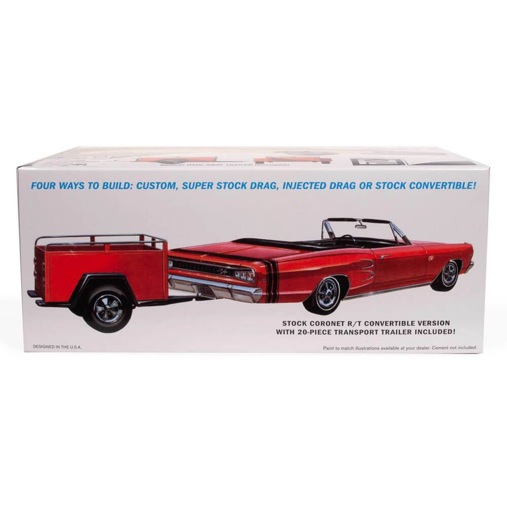 FOUR WAYS TO BUILD: CUSTOM, SUPER STOCK DRAG, INJECTED DRAG OR STOCK CONVERTIBLE!

STOCK CORONET R/T CONVERTIBLE VERSION WITH 20-PIECE TRANSPORT TRAILER INCLUDED!

Paint to match illustrations available at your dealer. Cement not included.

DESIGNED IN THE U.S.A.