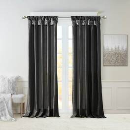 BreeBe - Twist Tab Lined Window Curtain Panel 50x84' - Black