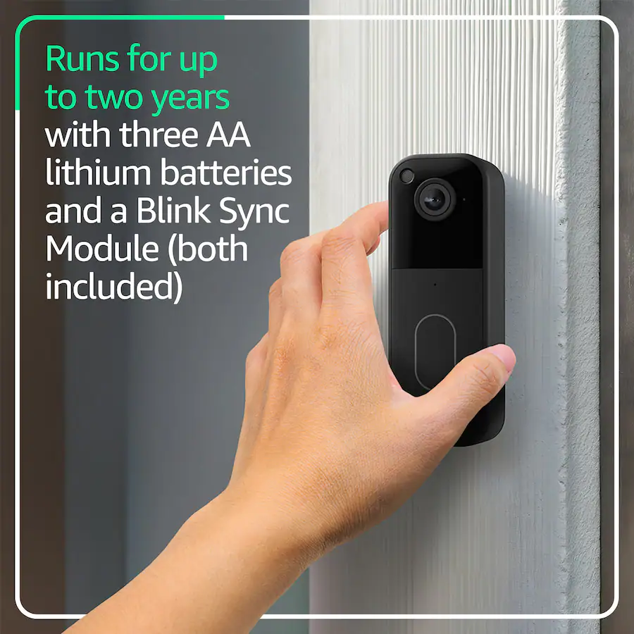 Blink Video Doorbell Head to toe HD view, two year battery, simple