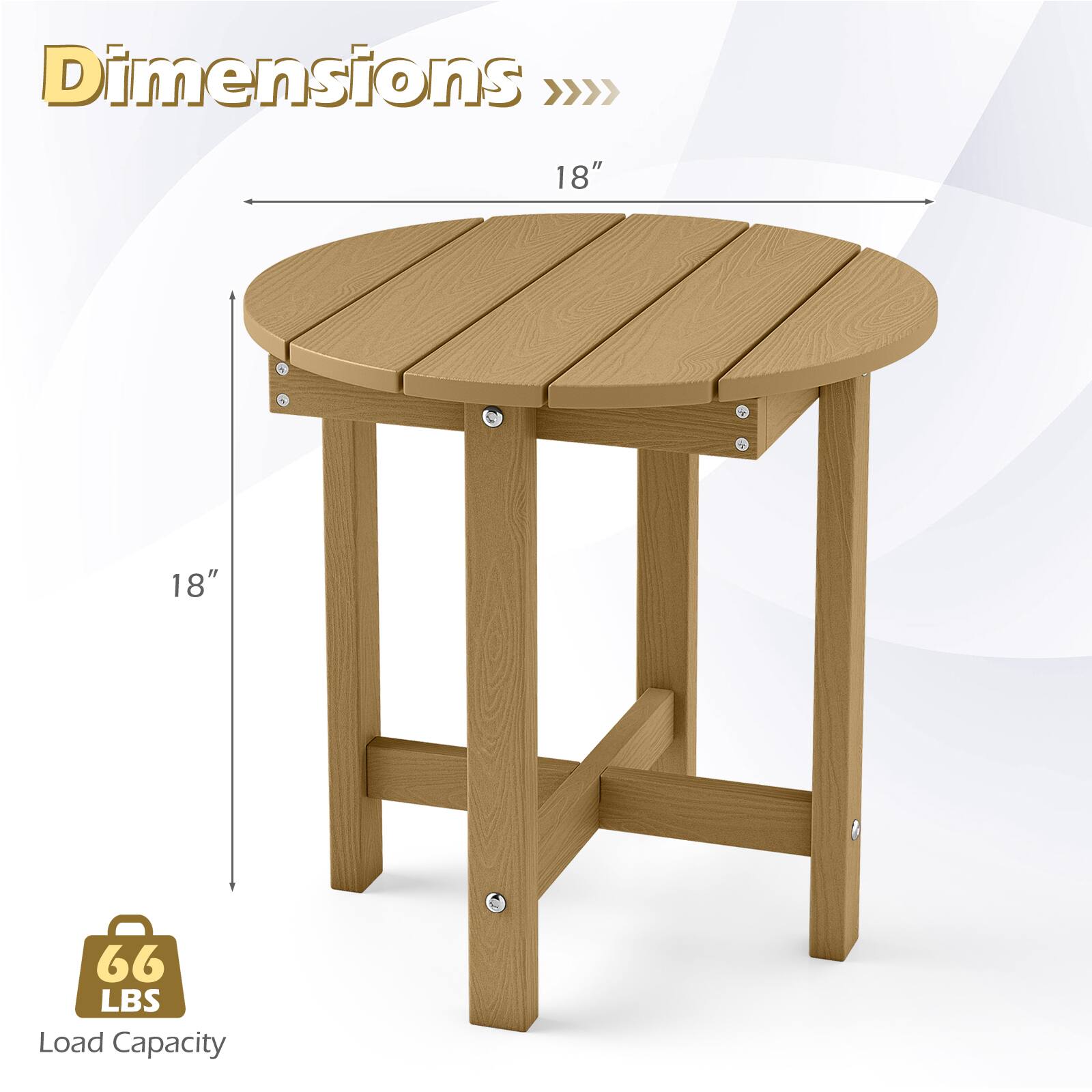 Dimensions >>> 18" x 18"  
Load Capacity: 66 LBS
