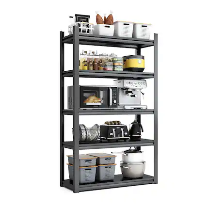 Front. GOODSILO - 72-Inch Heavy-Duty 5-Tier Metal Storage Shelving Unit with 2000-Pound Capacity for Garage and Industrial Organization - Black+ Gray.