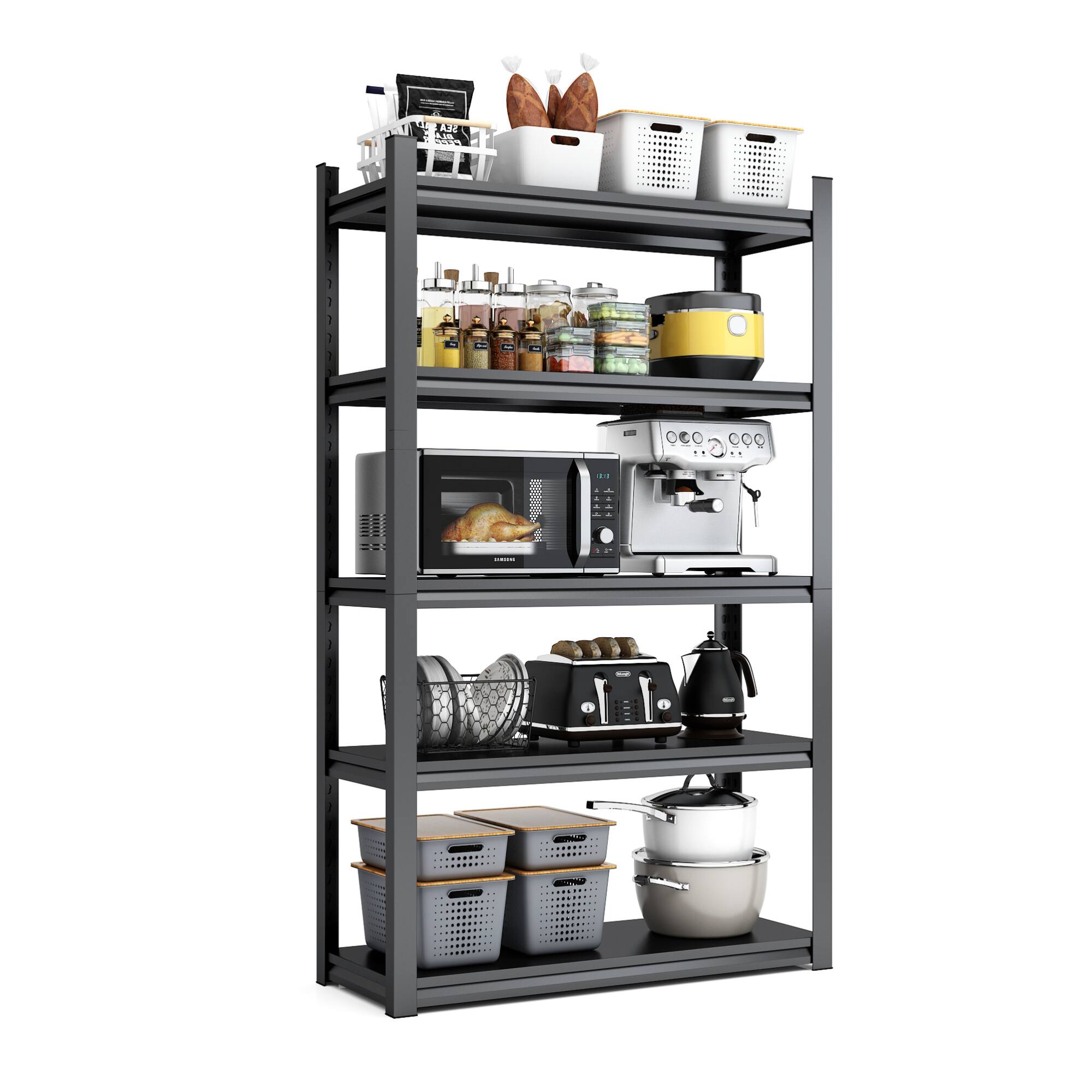 Front. GOODSILO - 72-Inch Heavy-Duty 5-Tier Metal Storage Shelving Unit with 2000-Pound Capacity for Garage and Industrial Organization - Black+ Gray.