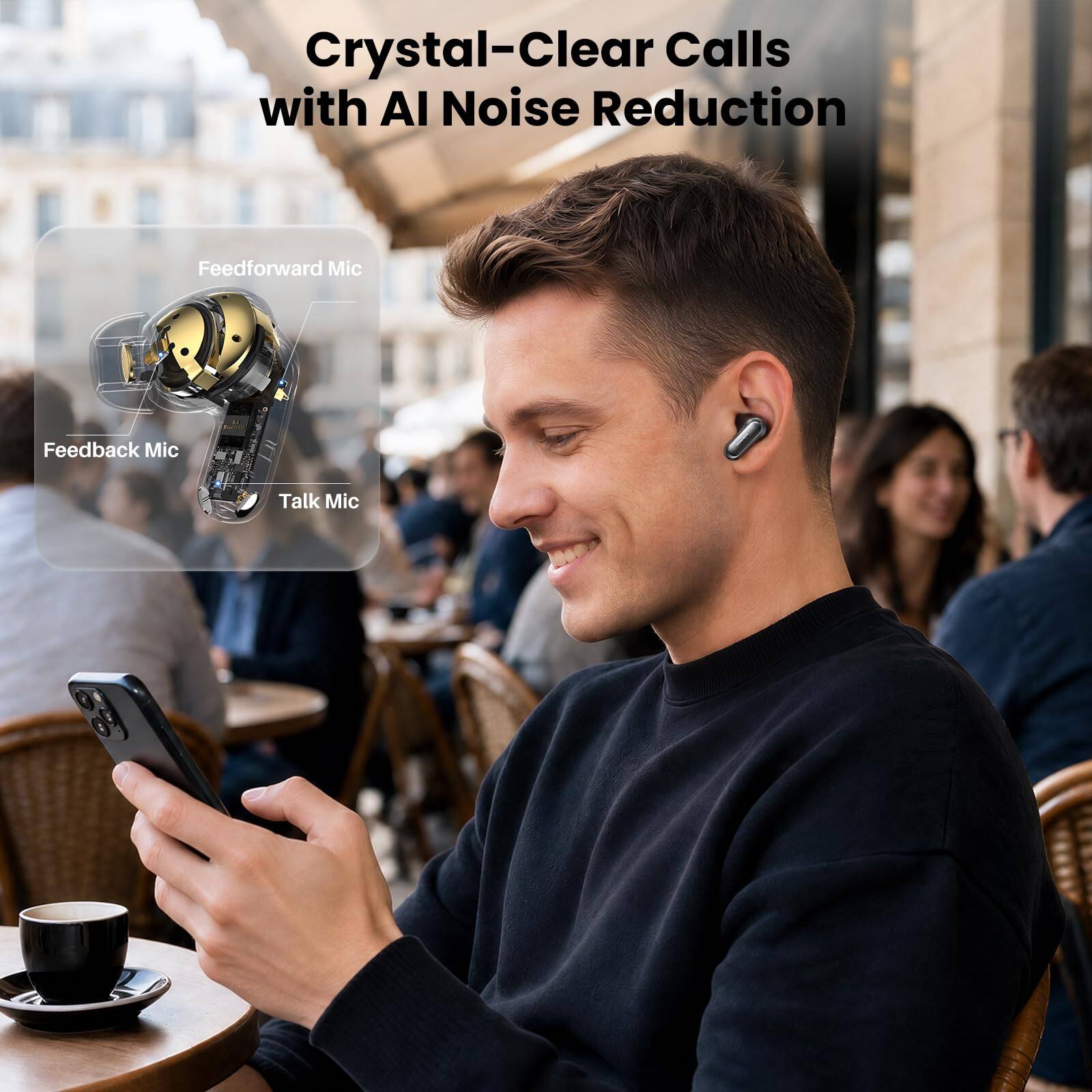 Crystal-Clear Calls with AI Noise Reduction

Feedforward Mic
Feedback Mic
Talk Mic