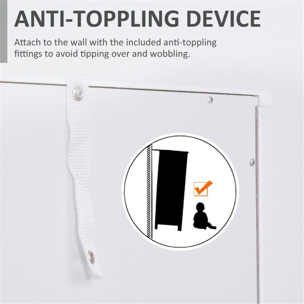 ANTI-TOPPLING DEVICE  
Attach to the wall with the included anti-toppling fittings to avoid tipping over and wobbling.