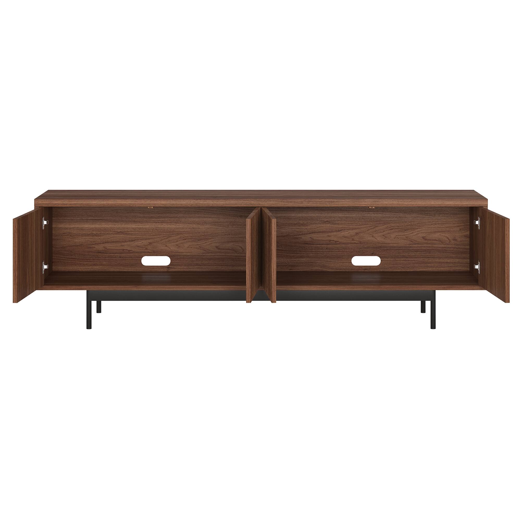 Alt View 1. Hudson&Canal - Whitman Rectangular Fluted TV Stand for TV's up to 75" in Satin Walnut - Satin Walnut.