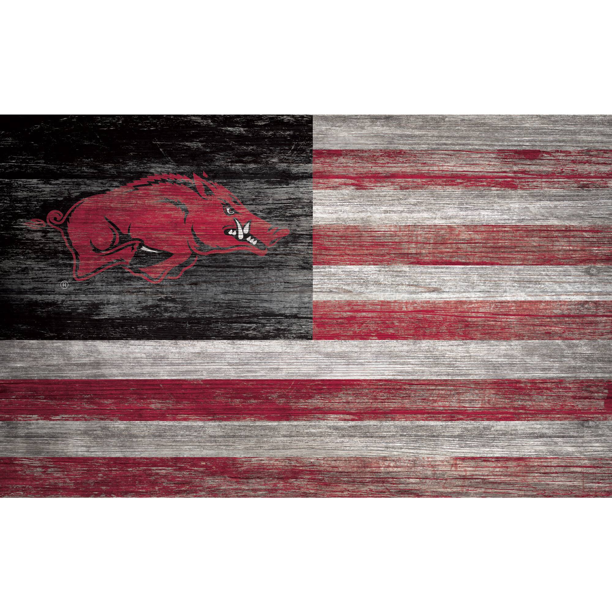 Arkansas Razorbacks 11'' x 19'' Distressed Flag Sign