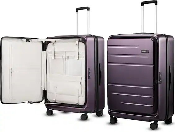 Front. LUGGEX - LUGGEX 28 Inch Checked Luggage, Opening Expandable Polycarbonate Hard Shell Suitcase with TSA Approved Lock - FLO5 - Purple.
