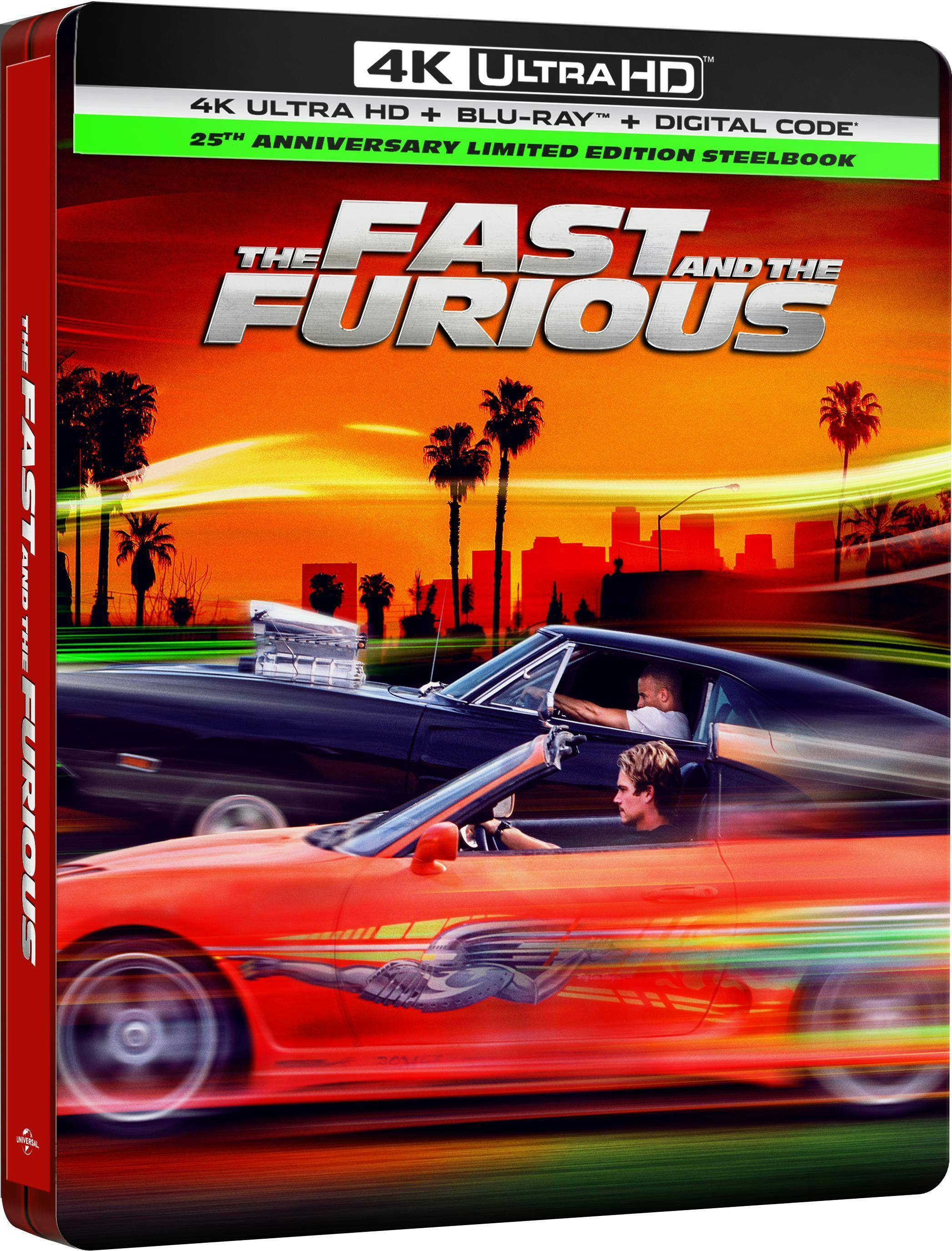 Back. The Fast and the Furious (25th Anniversary Edition) (Steelbook)   - 4K Blu-Ray.