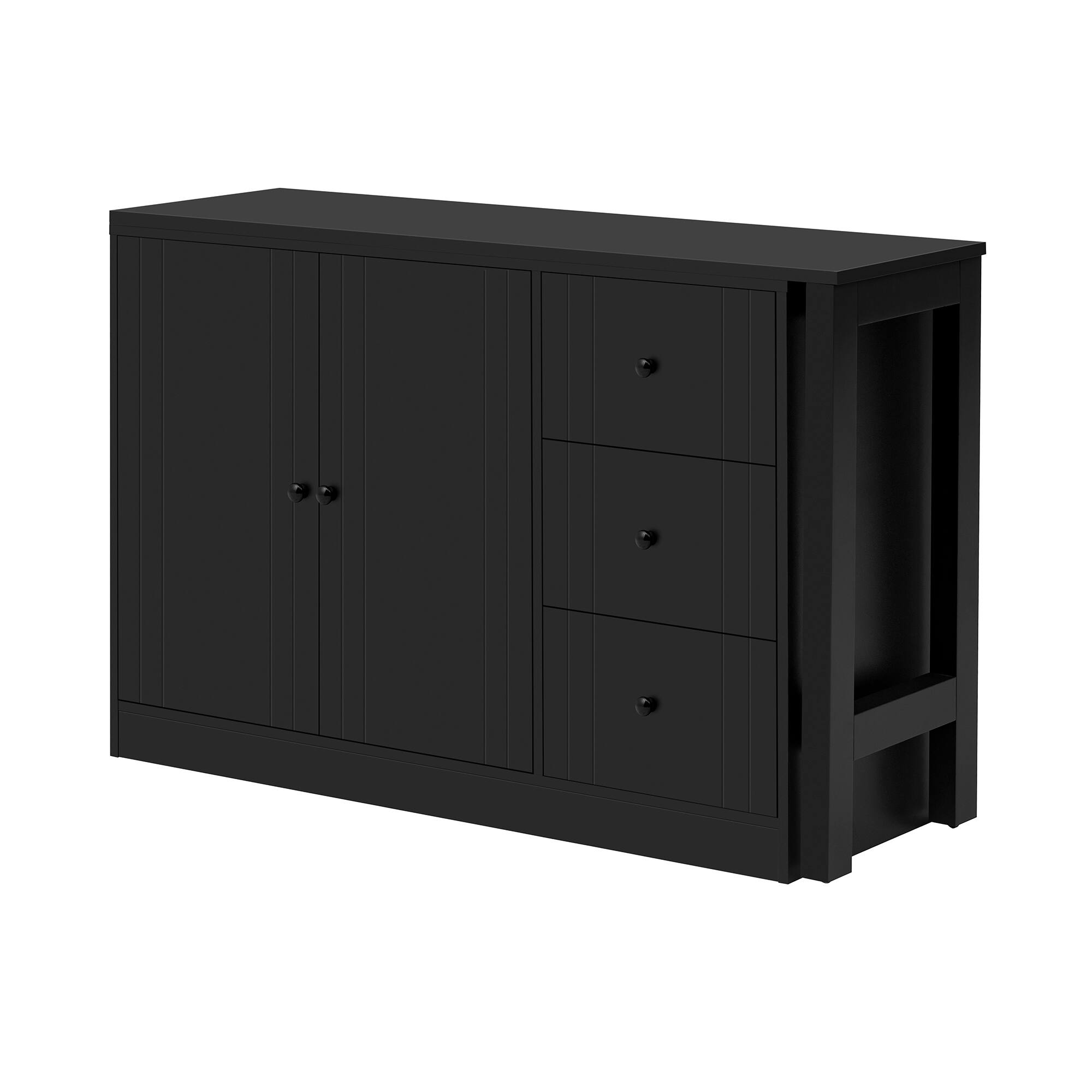 Dexmalle - Dexmalle-89.7''Wooden Multifunctional Storage Sideboard with Extendable Table - Black