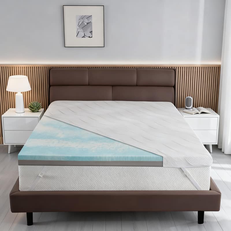 Vipbear - 3" Twin XL Size Extra Firm Mattress Topper, Cooling Gel Bamboo High Density Memory Foam, for Pain Relief, 80" x 38" - White