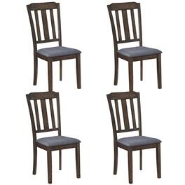Costway - Dining Chairs Set of 4 with Comfortable Backrest & Padded Seat for Living Room - Brown & Gray