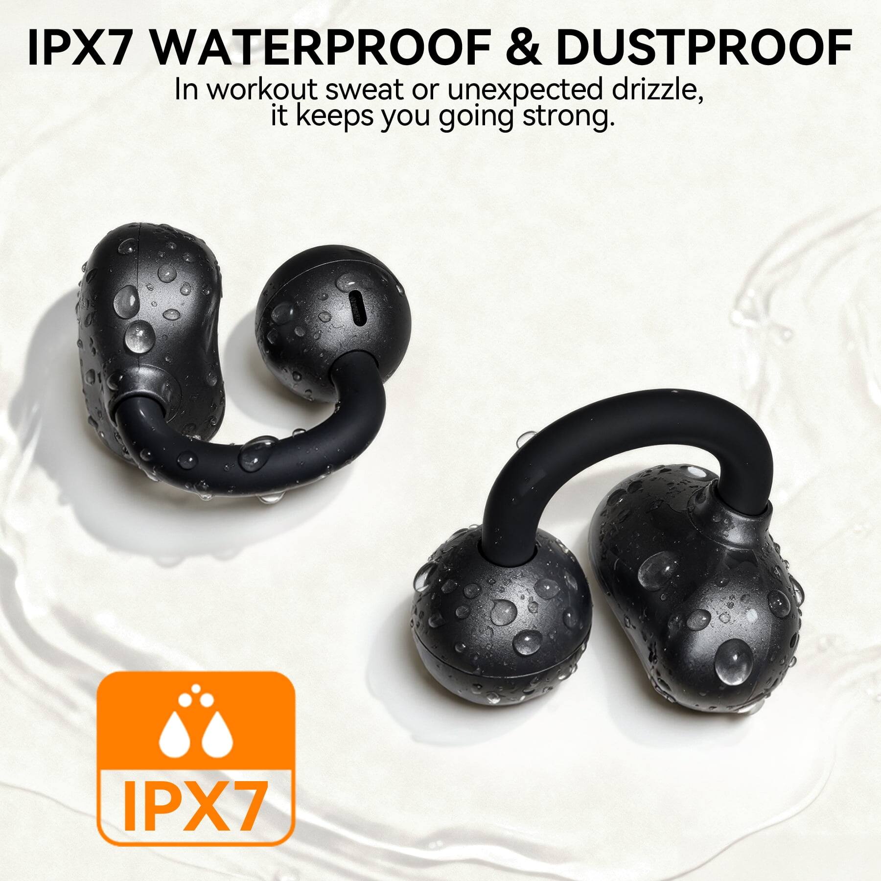 IPX7 WATERPROOF & DUSTPROOF  
In workout sweat or unexpected drizzle, it keeps you going strong.