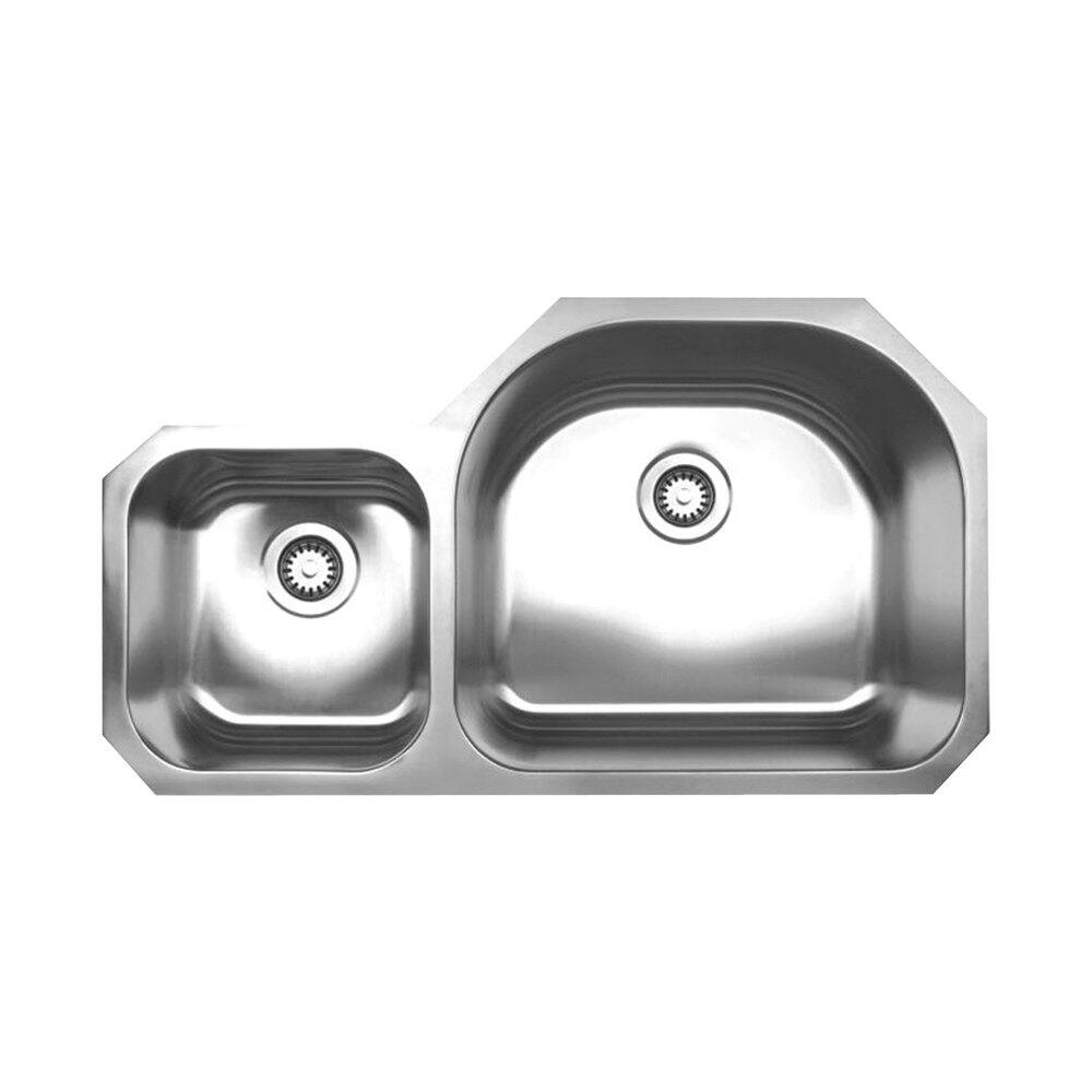 Whitehaus - Noah's Collection Brushed Stainless Steel Double Bowl Undermount Sink - Silver