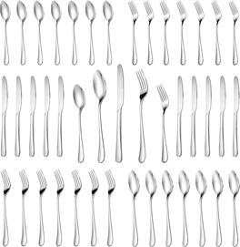 Dazzed Corner - 30 Pcs Silverware Set Service for 6,Stainless Steel Flatware Set - Silver