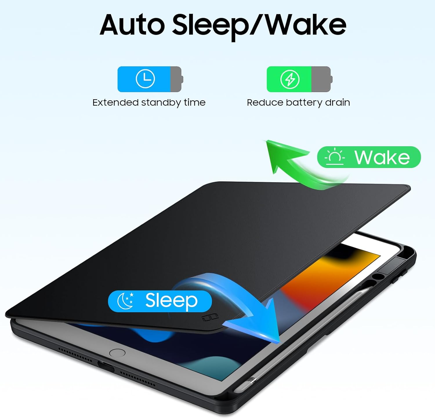 Auto Sleep/Wake

Extended standby time
Reduce battery drain

Wake
Sleep