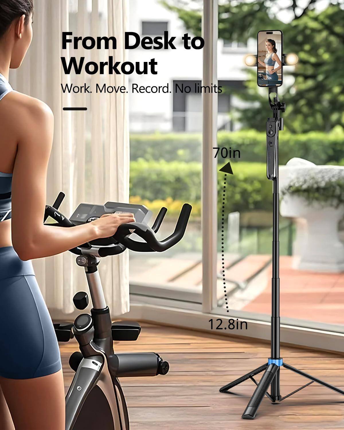 From Desk to Workout  
Work. Move. Record.  
No limits  

70in  
12.8in