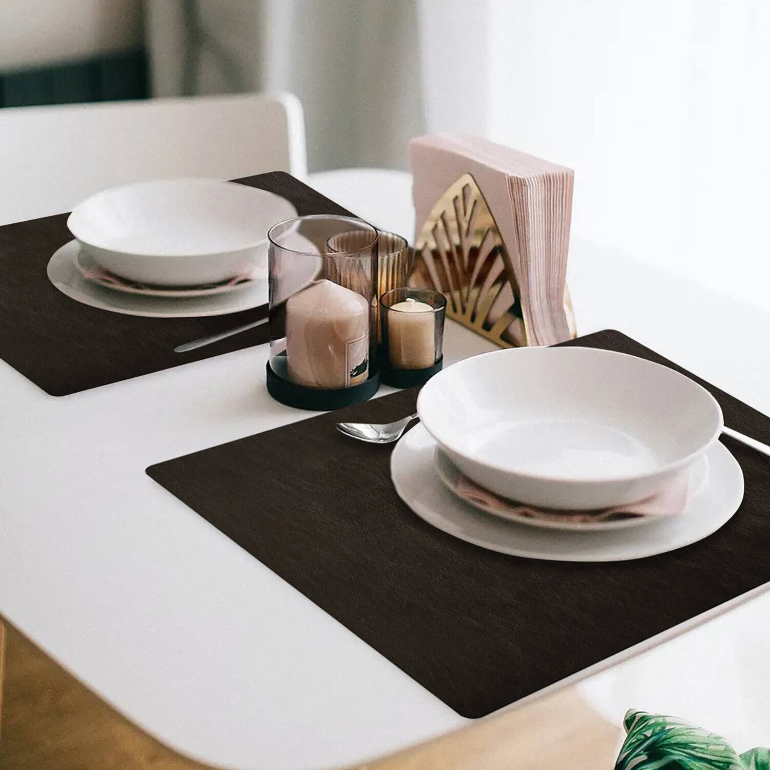 Alt View 2. Frieling - Davanti by  Mattola Placemats Set of 6, Rectangular 16.5 x 12.5 Inch Indoor Outdoor Table Placemats – Black - Black.
