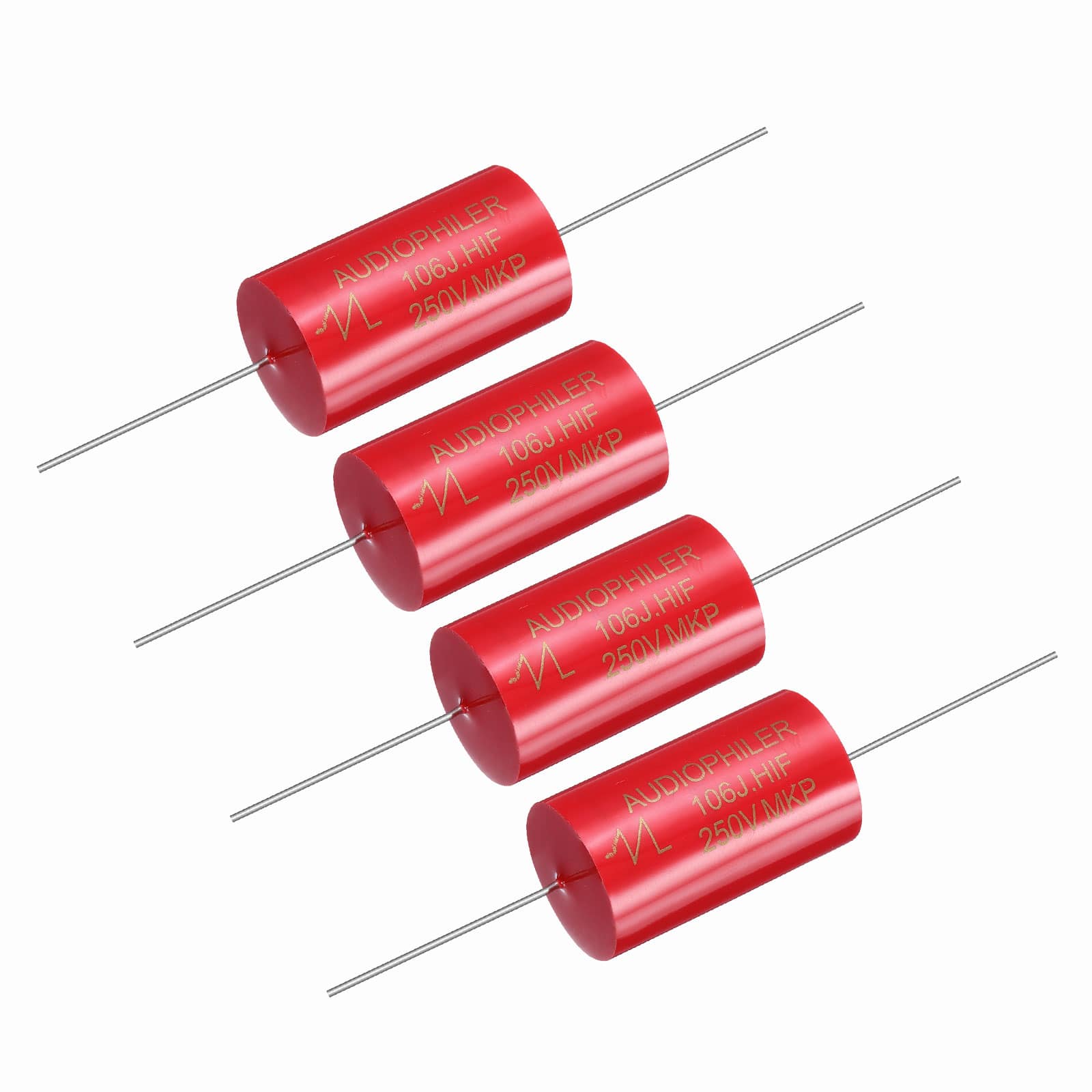 Unique Bargains - 4pcs 10uF 250V Axial MKP Film Capacitor for Audio Speaker Crossover Frequency Divider - Red price history on PriceWatchPro