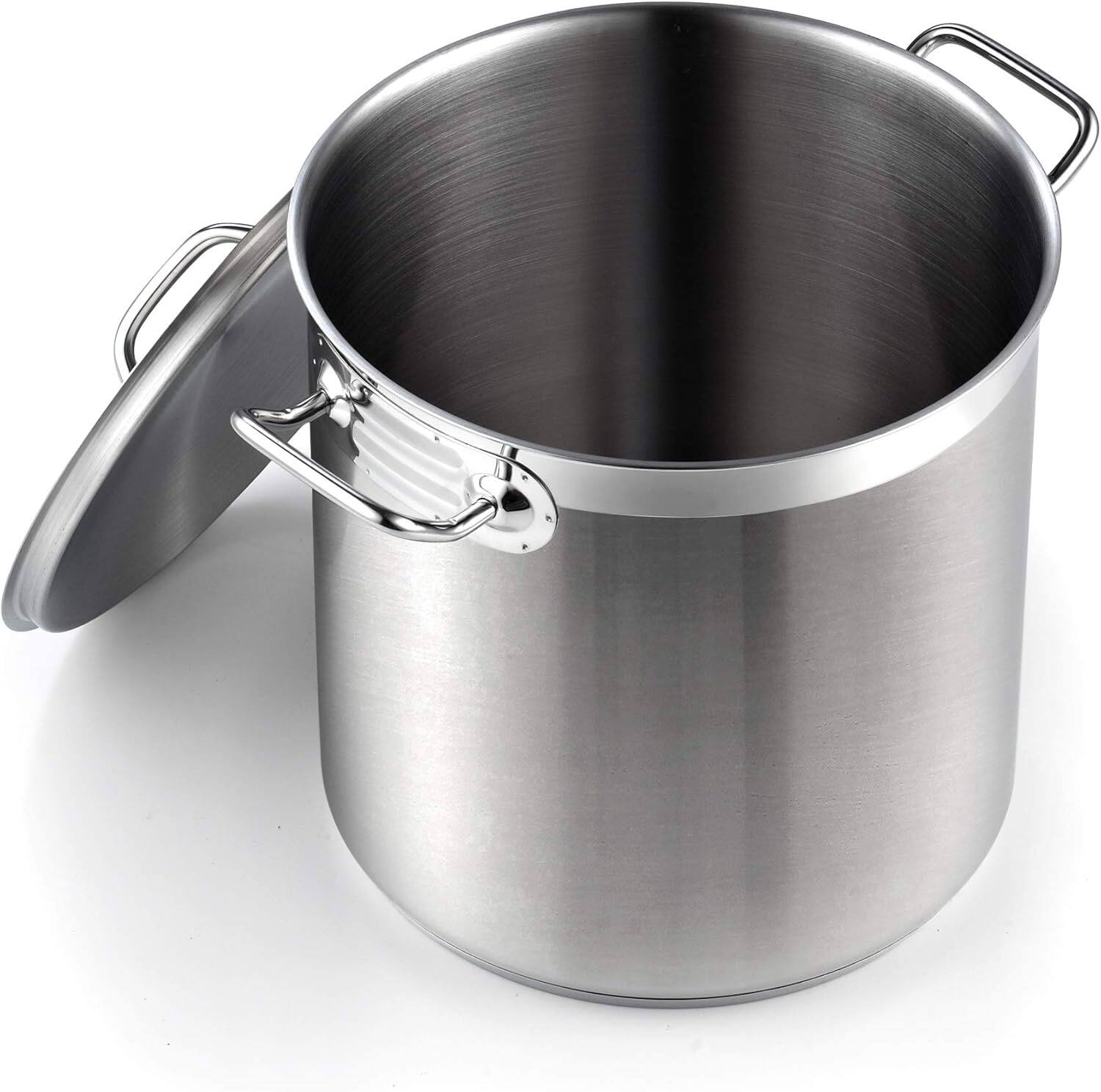 Front. Cooks Standard - Professional 11 qt S/S Stock Pot with Lid | Large Cooking Pasta, Soup, Spaghetti, Oven & Dishwasher Safe,  for Canning - stainless steel.