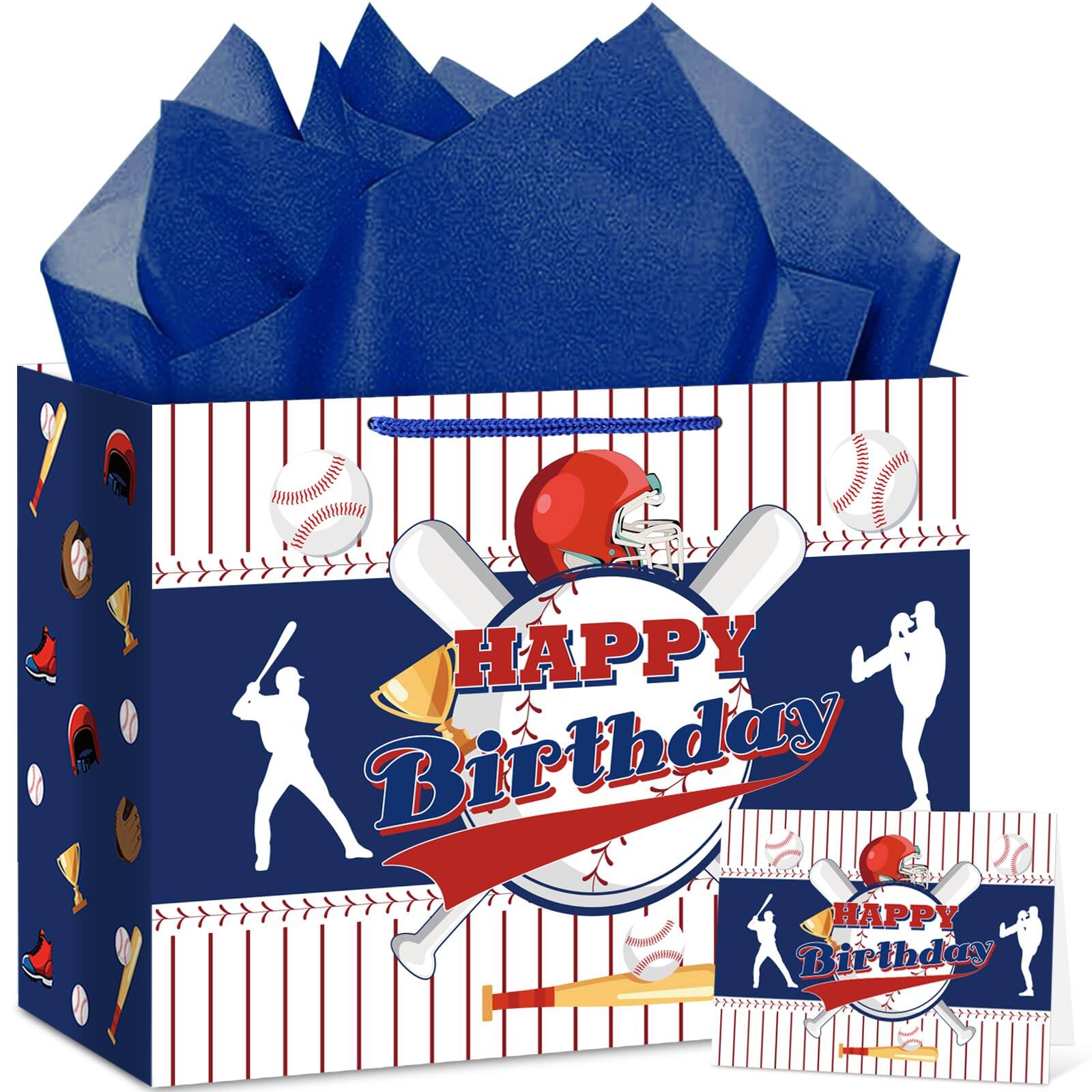 Abilat Football Themed Gift Bag Set - Large Reusable Bag With Tissue Paper & Greeting Cards For Birthday Parties - View #4