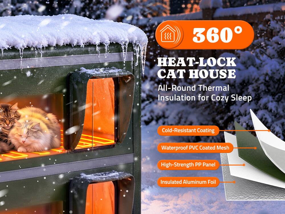 Pawtners 2 Story Heated Outdoor Cat House, XXL Insulated Weatherproof ...