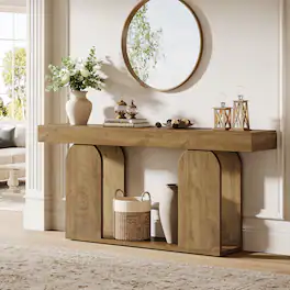 Tribesigns - Console Table with Engineered Wood Construction and Storage Shelves for Entryway, Hallway and Living Room - Light Brown