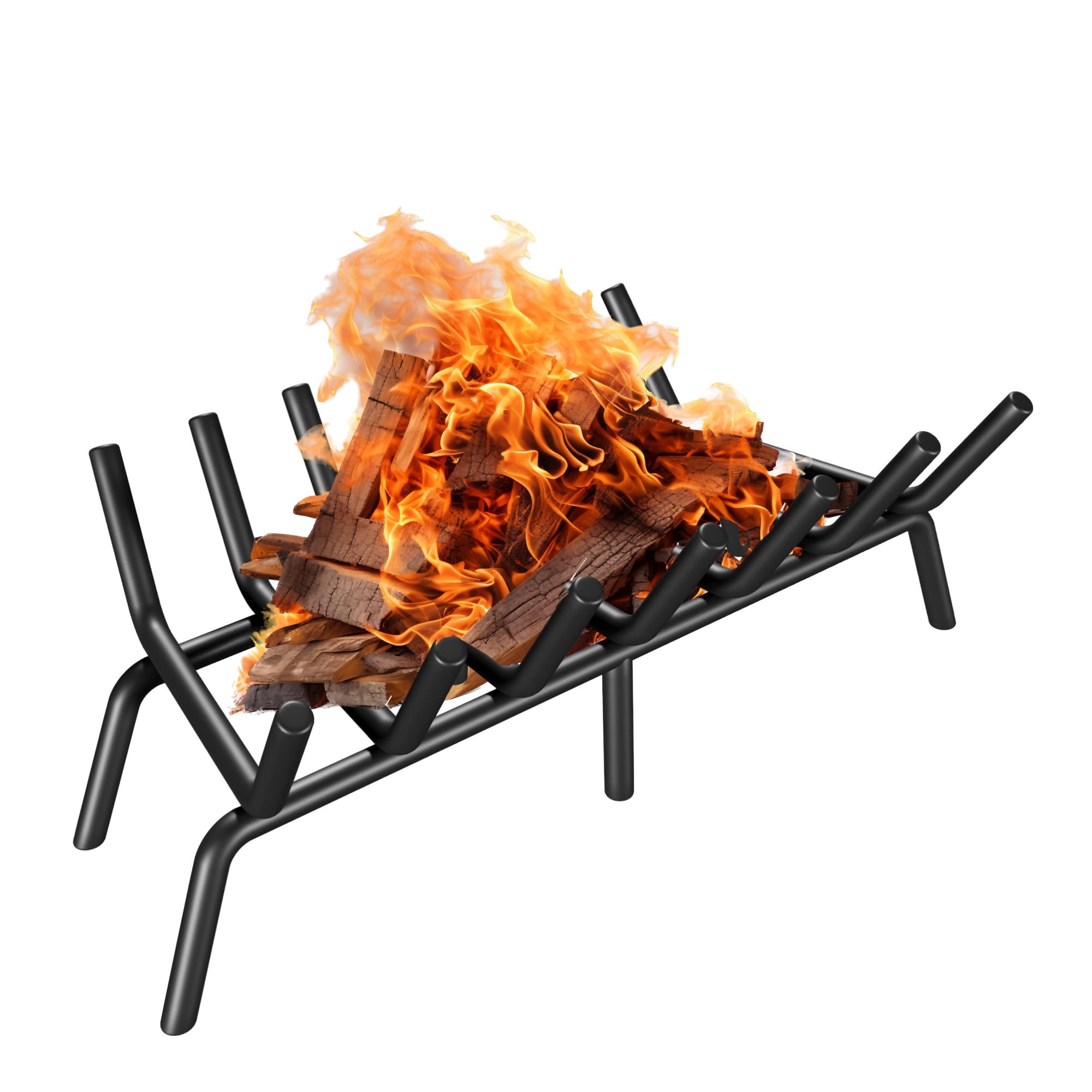 JETRANSPORT - Fireplace Grate 21 Inch Firewood Log Holder Rack Heavy Duty Fire Wood Stove Grates For Indoor Outdoor Camping - 17 Inches 1