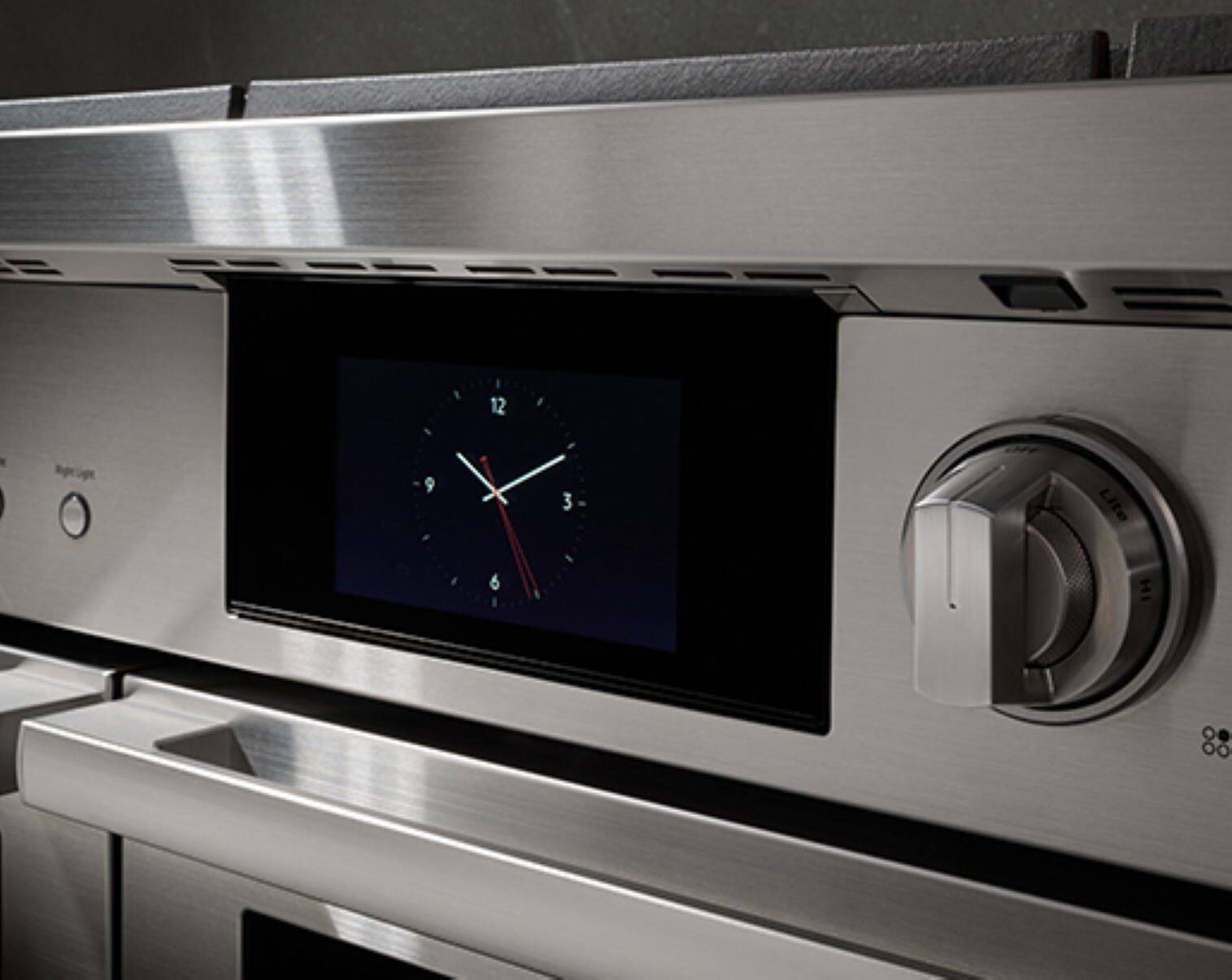 Alt View 31. Dacor - Transitional 7.7 Cu. Ft. Slide-In Gas Four-Part Pure Convection Range with Self-Cleaning and SimmerSear Burners - Silver Stainless Steel.