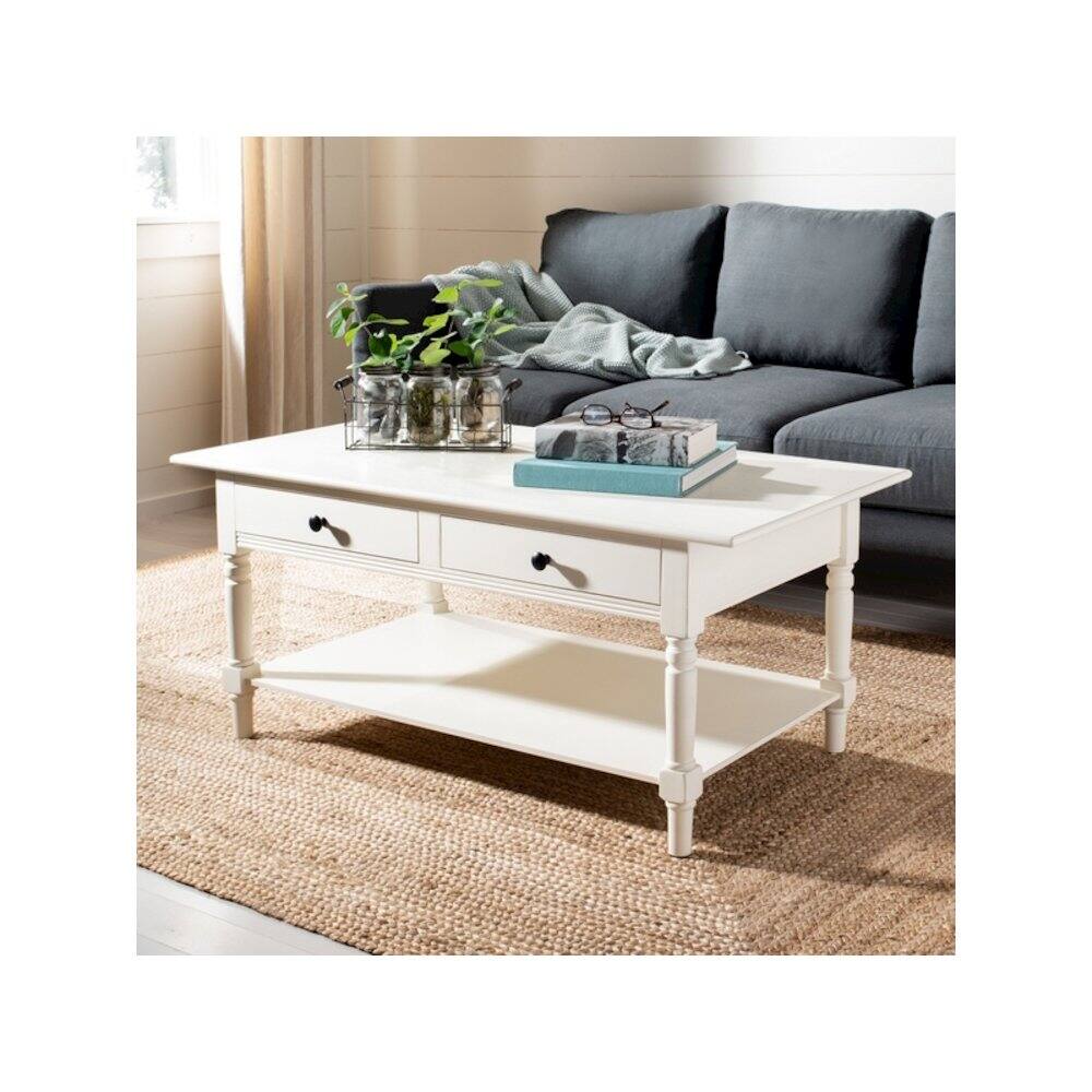 Angle. Safavieh - BORIS 2 DRAWER COFFEE TABLE, AMH5706C - Beige.