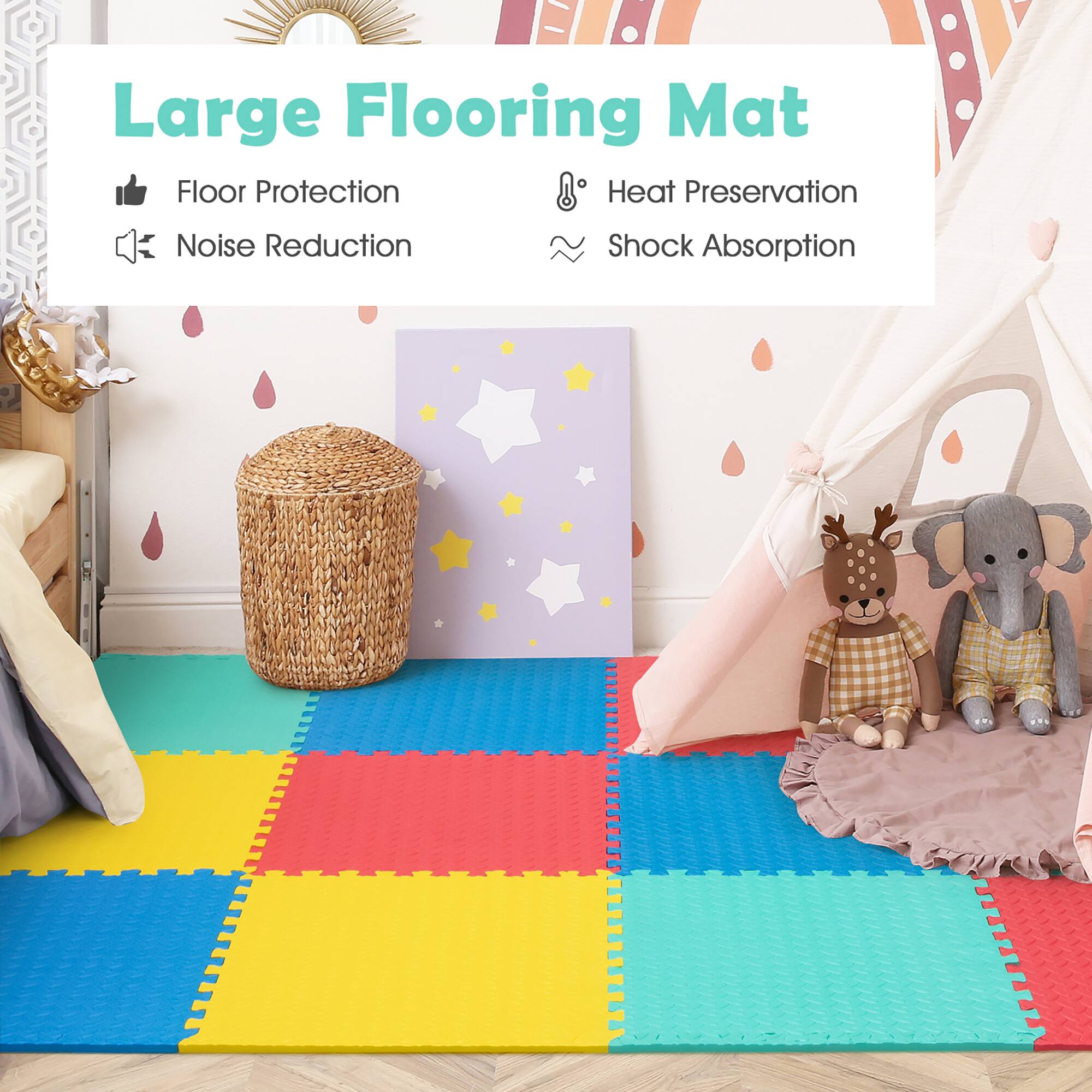 Large Flooring Mat

- Floor Protection
- Heat Preservation
- Noise Reduction
- Shock Absorption