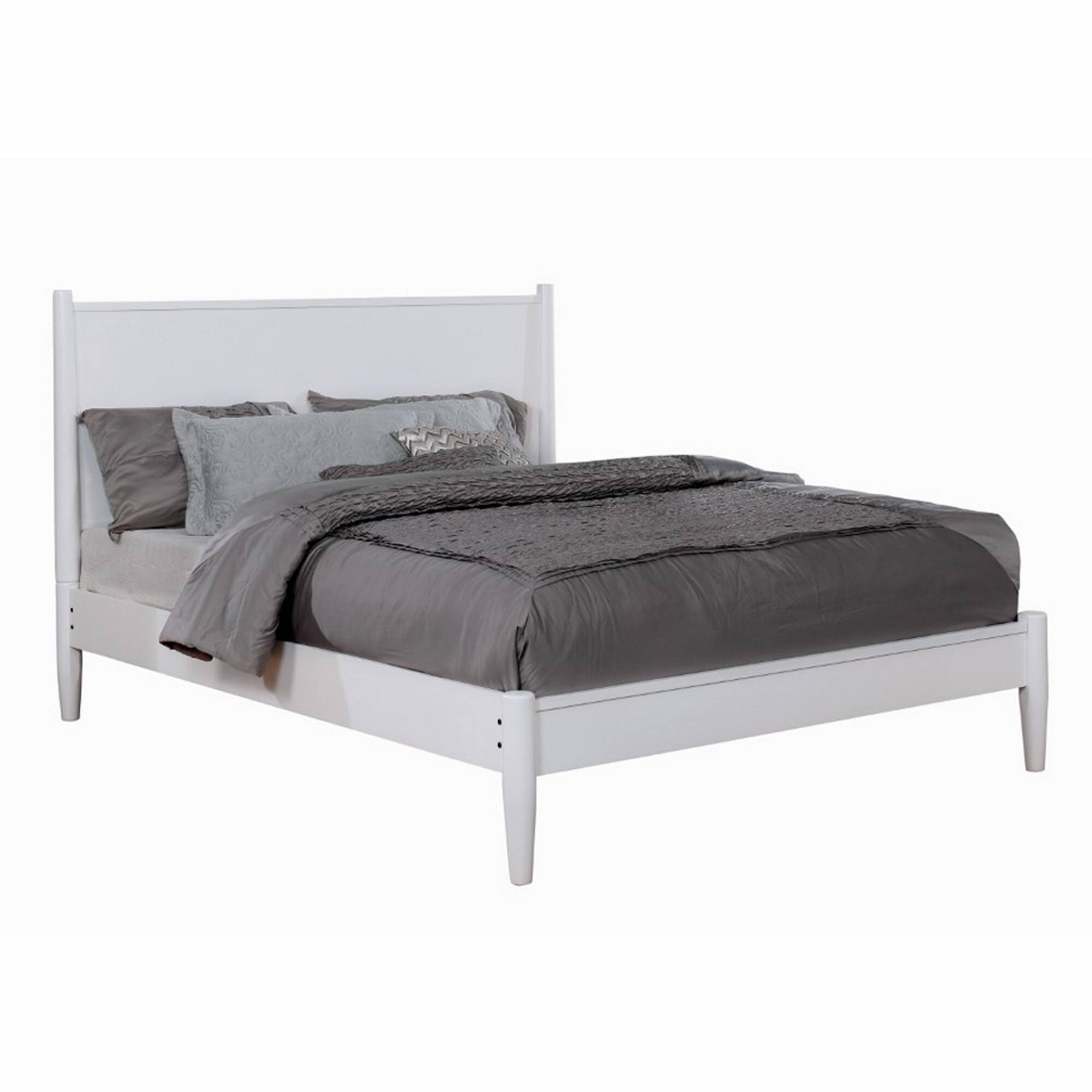 Manhattan Lane - Wooden California King Size Bed with Panel Headboard, White - White