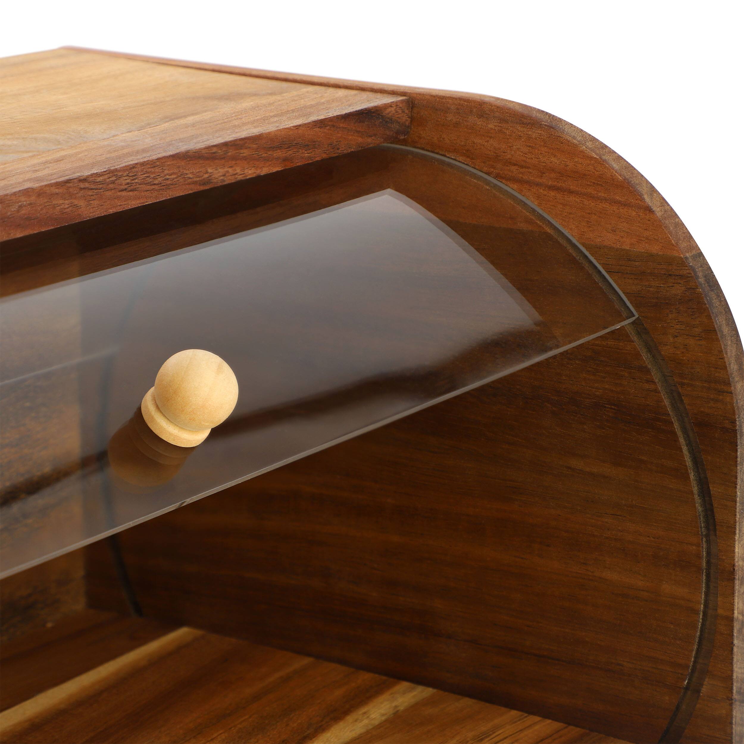 Alt View 1. MegaChef - MegaChef Acacia Wood Bread Box with Sliding Plastic Lid - Brown.