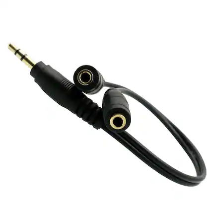 Front. Sanoxy - 6" 1 Male to 2 Female Gold Plated 3.5mm Audio Y Splitter Headphone Cable Black - Black.