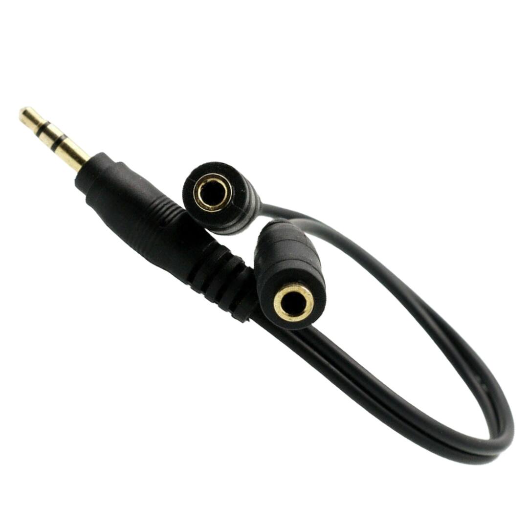 Front. Sanoxy - 6" 1 Male to 2 Female Gold Plated 3.5mm Audio Y Splitter Headphone Cable Black - Black.