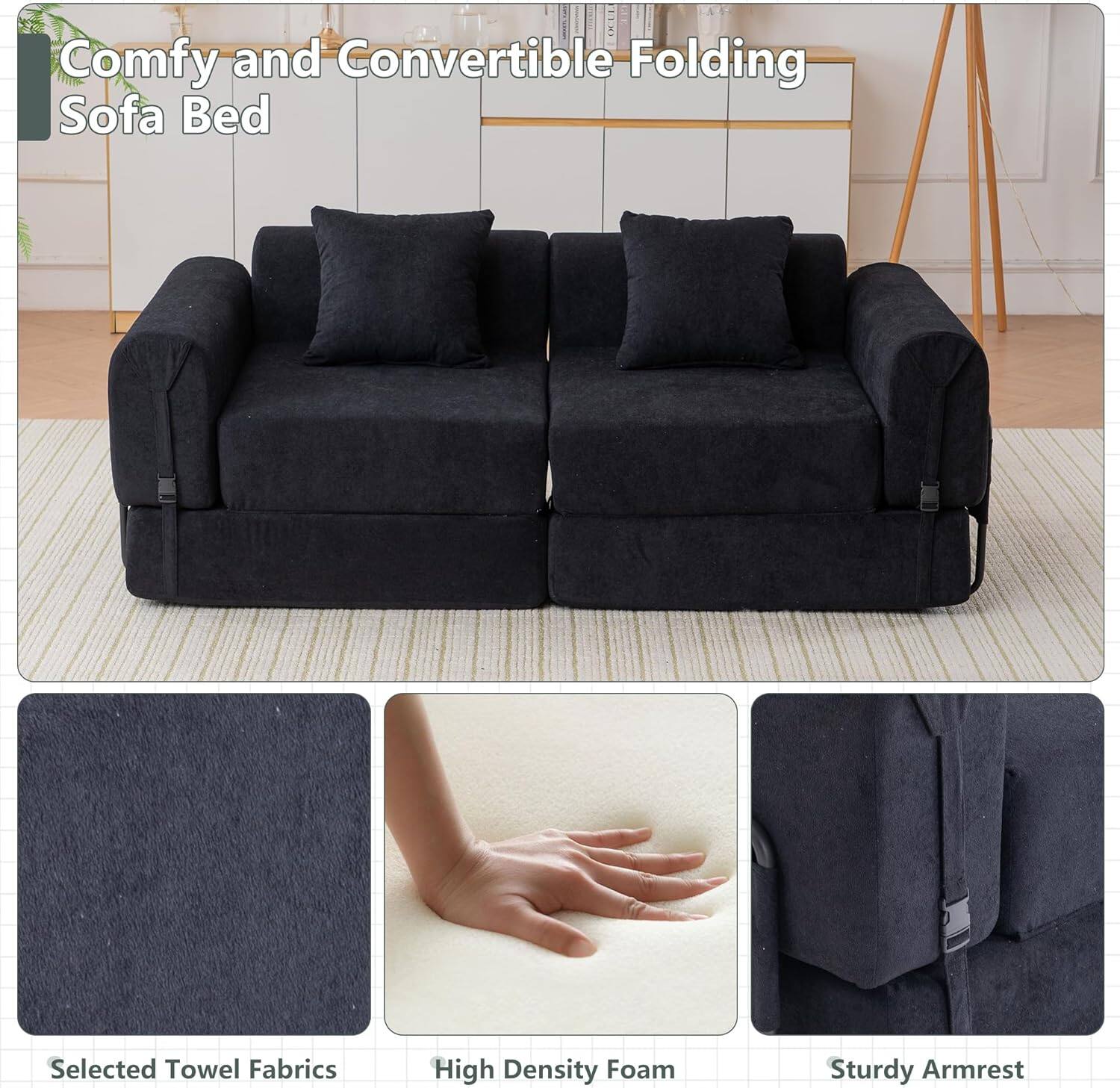 Comfy and Convertible Folding Sofa Bed

Selected Towel Fabrics

High Density Foam

Sturdy Armrest