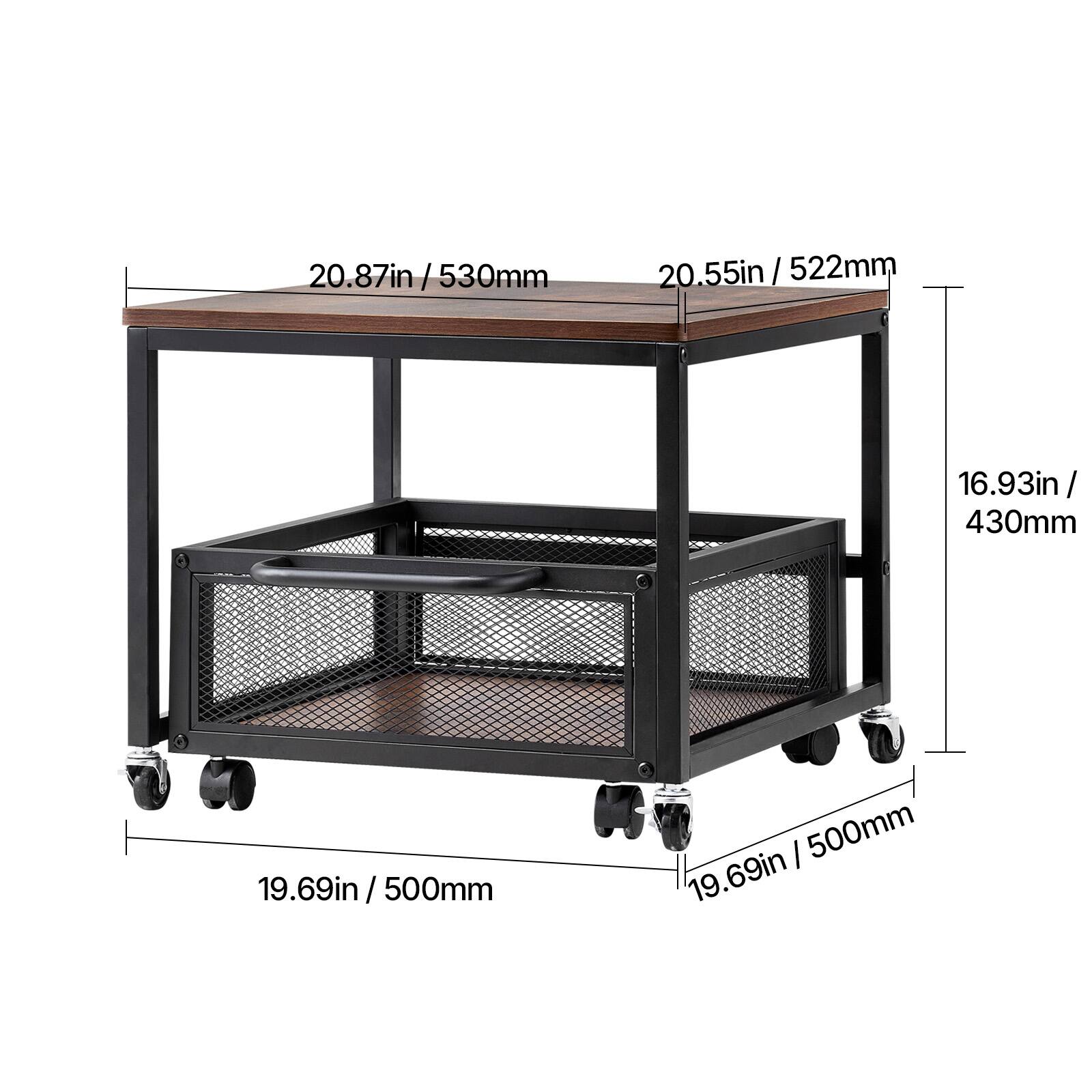 20.87in / 530mm / 20.55in / 522mm, 16.93in / 430mm, 19.69in / 500mm / 500mm / 19.69in