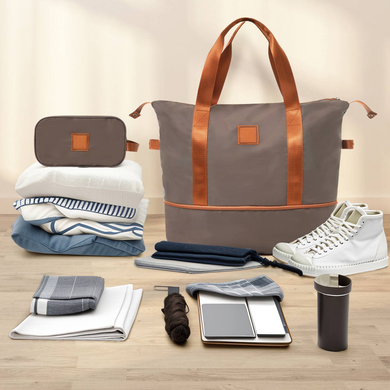 Alt View 1. Ecooso - 3-Piece Hardshell Luggage Set Carry-On Suitcase with Double Spinner Wheels TSA Lock for Men & Women 20-Inch - Coppery.