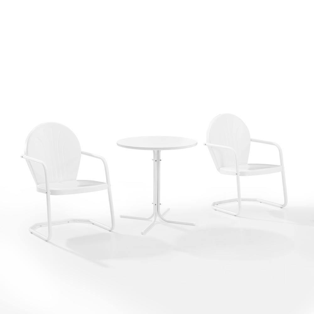 Alt View 6. Crosley Furniture - Griffith 3Pc Retro Outdoor Bistro Set - Bistro Table & 2 Chairs - White Gloss.
