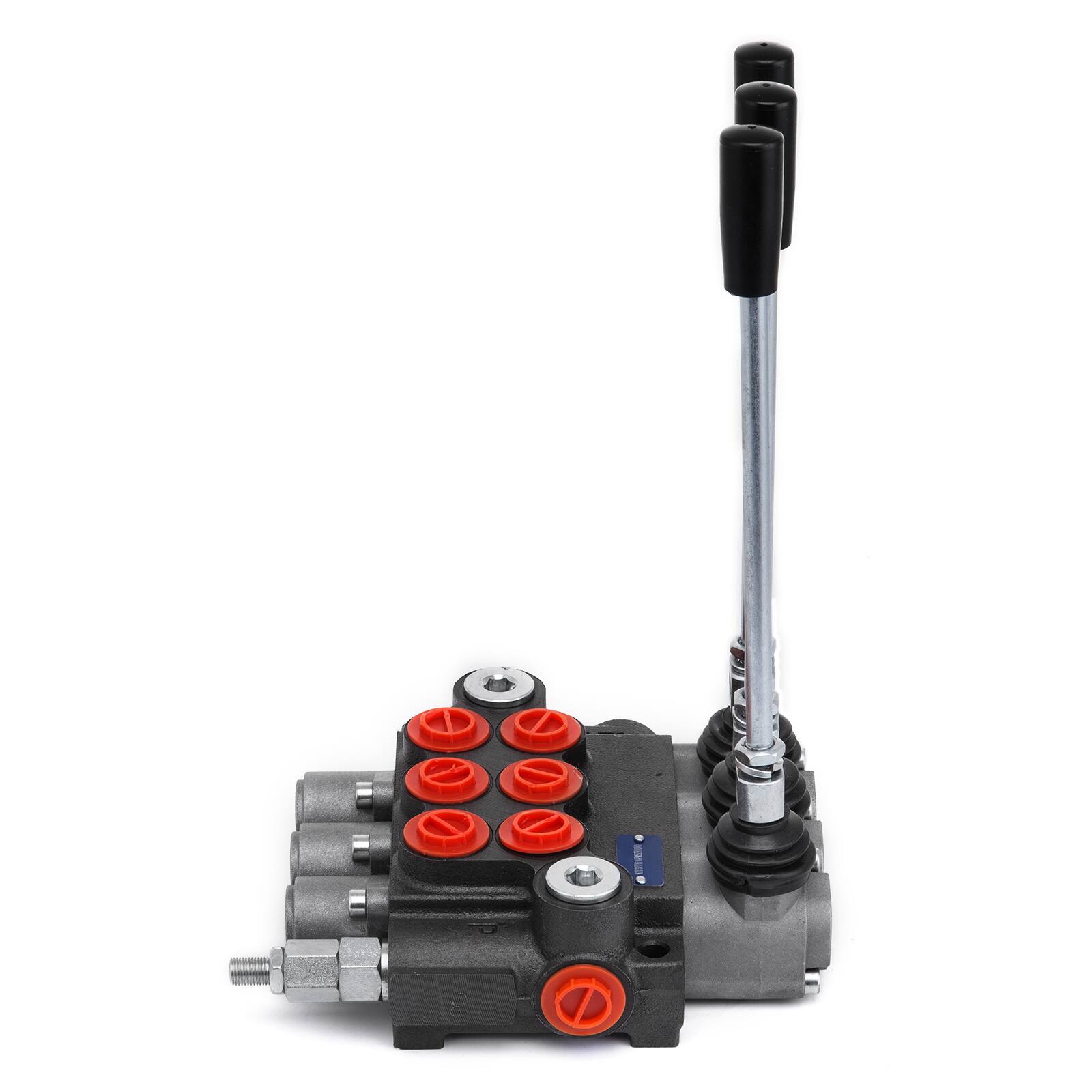 Alt View 5. VEVOR - 3 Spool Hydraulic Directional Control Valve Double Acting 11 GPM - Black.