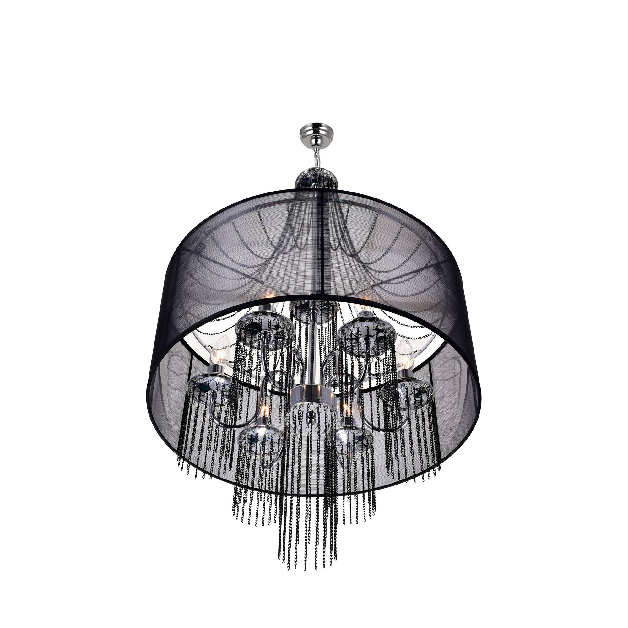 Angle. CWI Lighting - Amelia 6 Light Drum Shade Chandelier With Chrome Finish - Chrome.