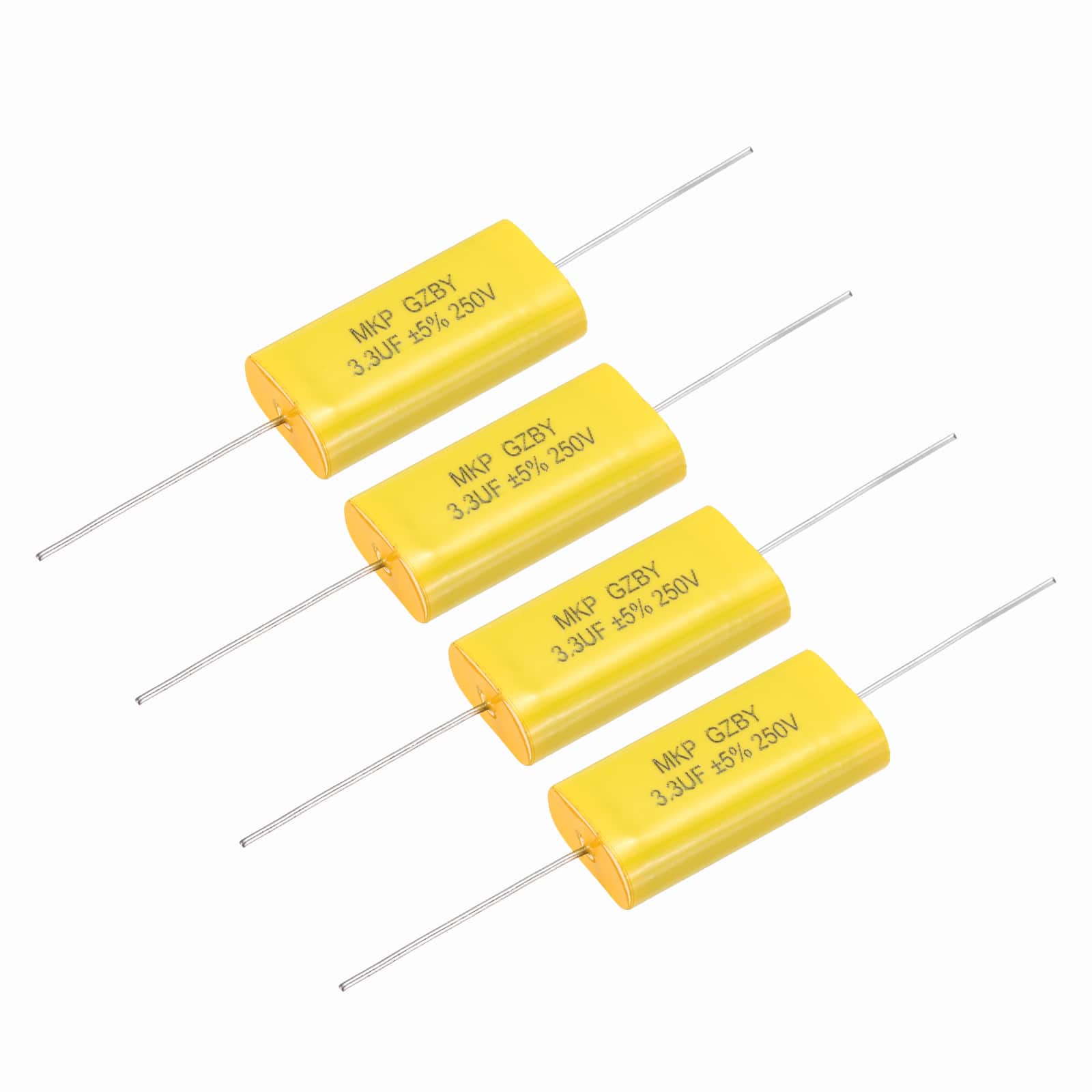 Unique Bargains - 4pcs 3.3uF Frequency Divider Capacitor, 250V Audio Speaker Crossover Non-Polarity Polypropylene MKP Film Capacitor - Yellow price history on PriceWatchPro