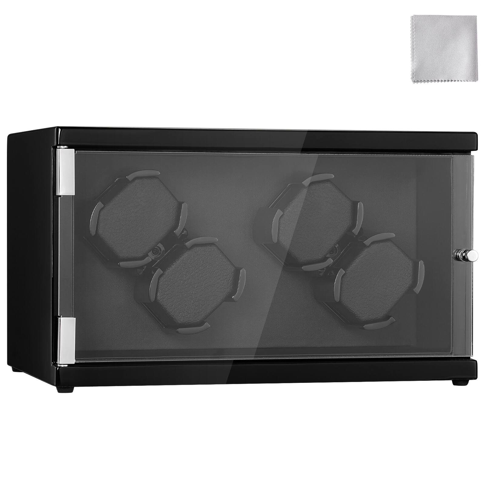 Alt View 5. VEVOR - Watch Winder, Watch Winder for 4 Men's and Women's Automatic Watches, with 2 Super Quiet Japanese Mabuchi Motors - Black.