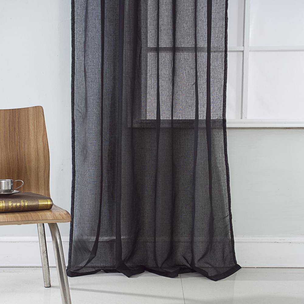 Angle. RT Designers Collection - RT Designers Collection Astro Textured Rod Pocket Curtain Panel 54" x 90" Black - Black.